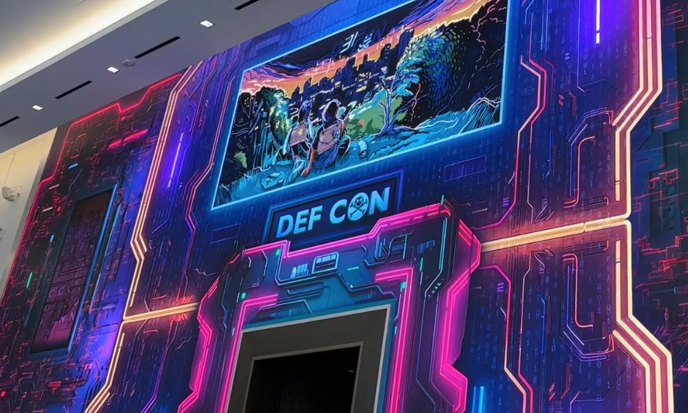 A wall at the Def Con hacking conference in Las Vegas in 2024.