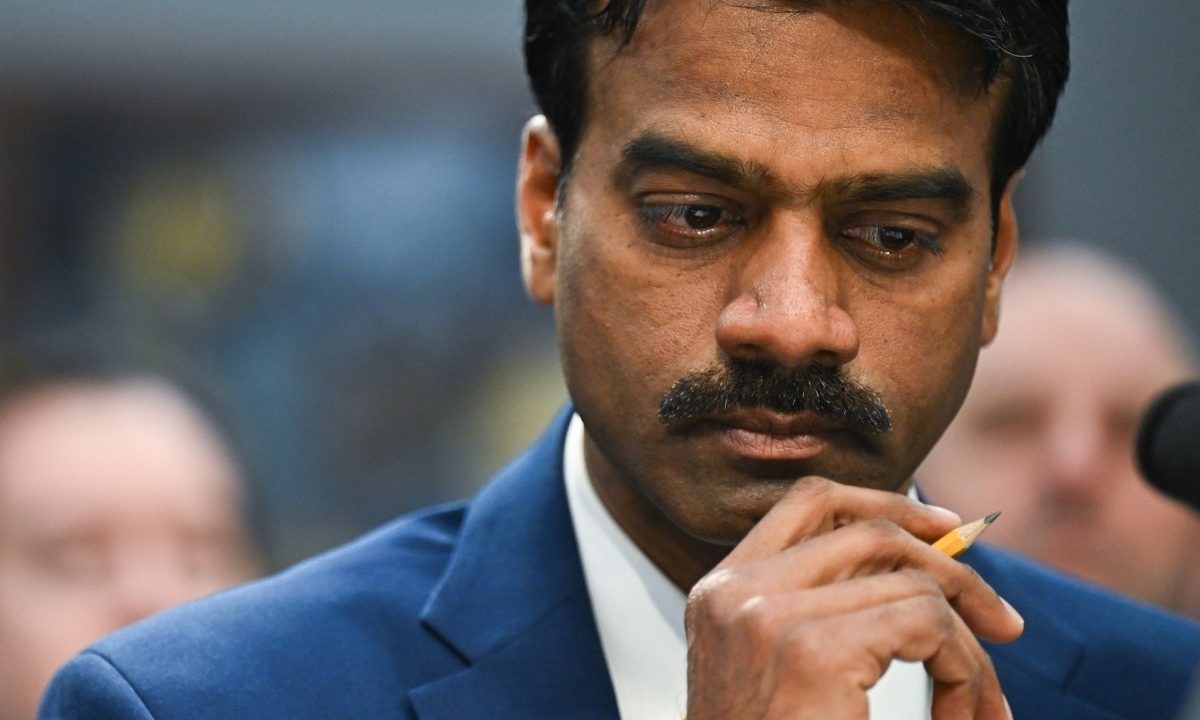 Dr. Madhu Gottumukkala, acting director of the Cybersecurity and Infrastructure Security Agency, during a House Appropriations Subcommittee on Homeland Security hearing in Washington, DC, US, on Wednesday, Feb. 11, 2026. The oversight hearing is meant to examine the impacts of a potential Department of Homeland Security (DHS) shutdown. Photographer: Graeme Sloan/Bloomberg via Getty Images