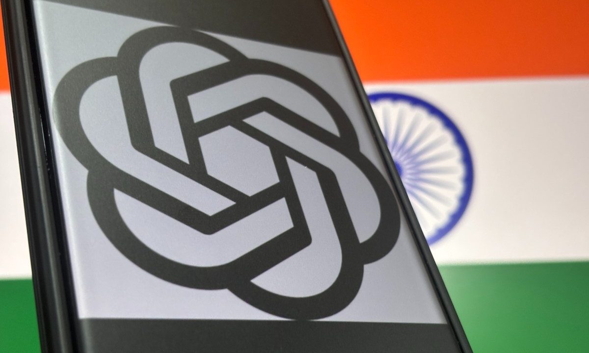OpenAI logo over flag of India