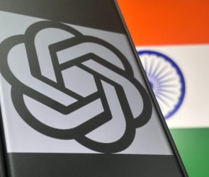 OpenAI logo over flag of India