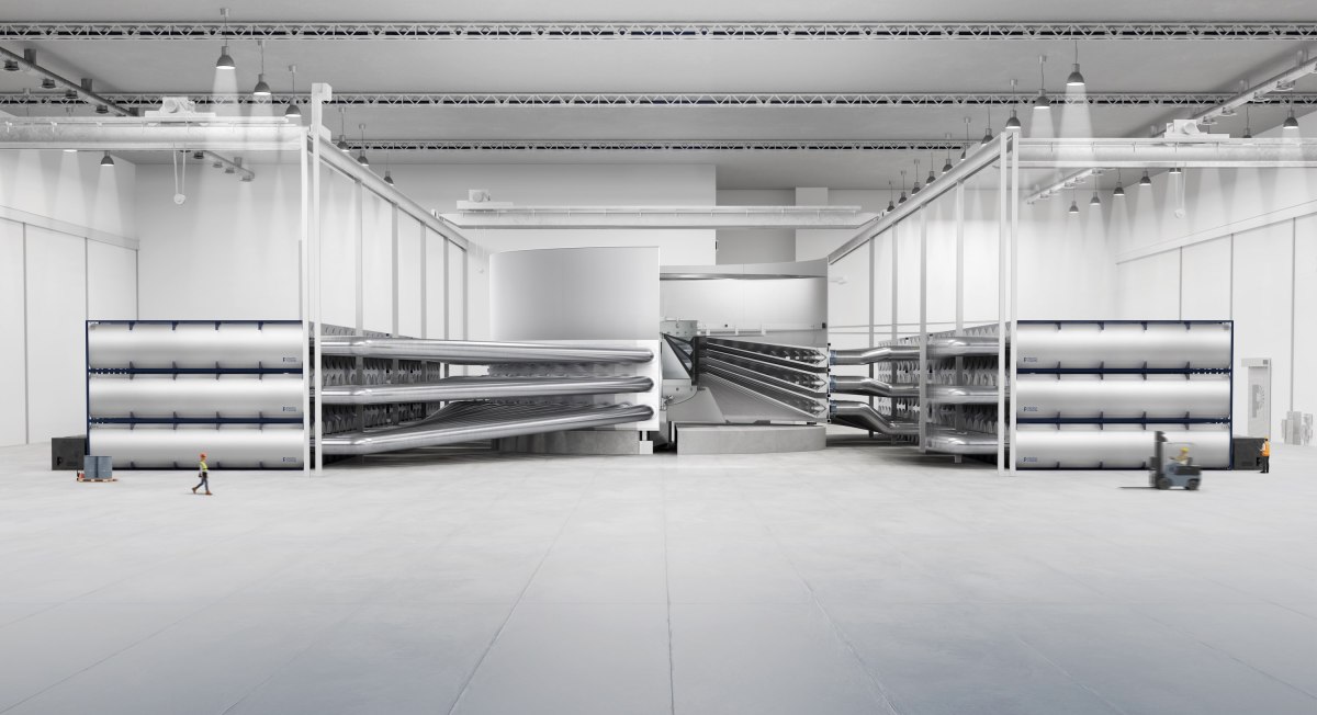 A cutaway illustration shows the different parts of Pacific Fusion's reactor design.