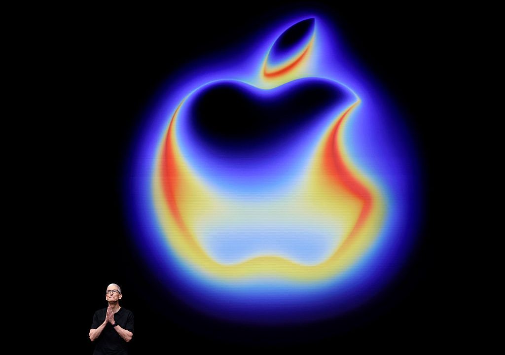 Apple CEO Tim Cook speaks during the keynote address at an Apple special event on September 09, 2025 in Cupertino, California.
