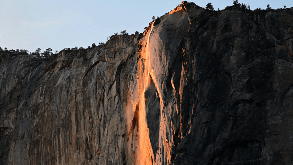 Yosemite's glowing, golden waterfall is flowing again