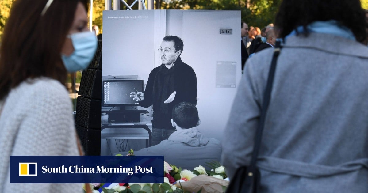 French court slashes prison terms for 3 people involved in 2020 teacher beheading