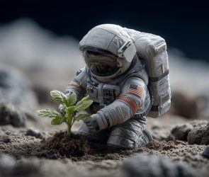 Astronaut Planting on Moon