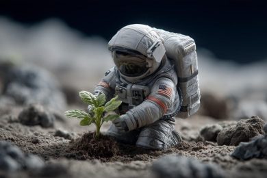 Astronaut Planting on Moon