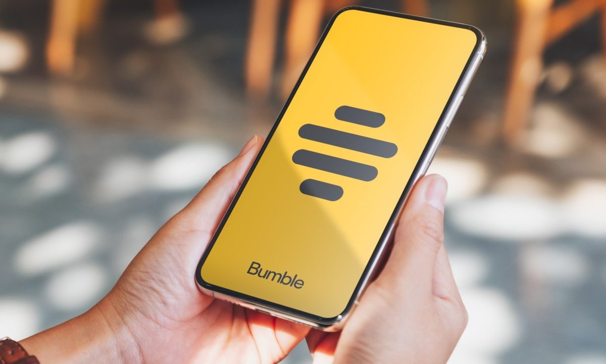 Bumble logo on smartphone screen