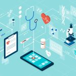AWS, illustration of telemedicine and online healthcare services