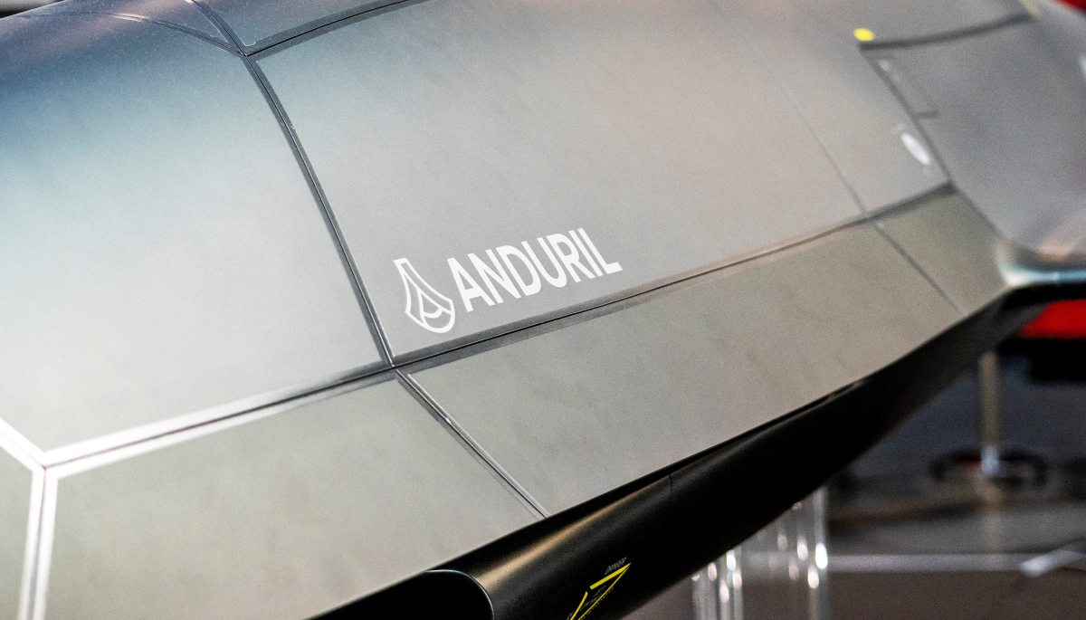 The Anduril Fury, a multi-mission group 5 autonomous air vehicle (AAV), at Anduril's headquarters in Costa Mesa, California.