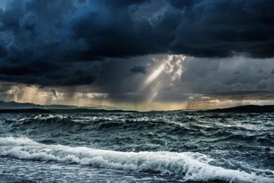 Heavy Rain Stormy Seas Ocean Lake