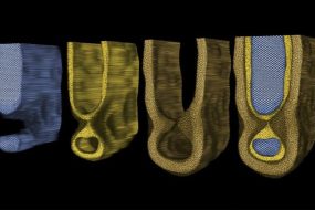 Silicon, Silicon Dioxide and Hafnium Oxide Layers Inside a Transistor Channel