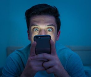 Smartphone Addiction Man Staring Cell Phone