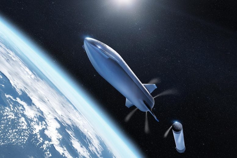 Starship Takes Off From Earth Orbit