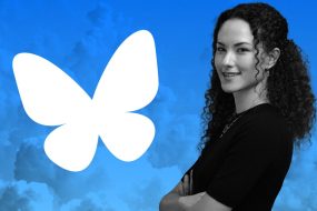 Bluesky butterfly logo and Jay Graber