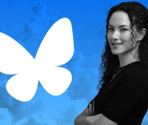 Bluesky butterfly logo and Jay Graber
