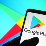 In this photo illustration a Google Play Store logo is seen on a smartphone.