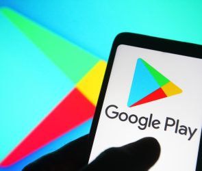 In this photo illustration a Google Play Store logo is seen on a smartphone.