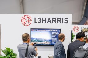 L3Harris Technologies on display during the Seoul International Aerospace & Defense Exhibition (ADEX) at Seoul Air Base on October 17, 2023 in Seongnam, South Korea.