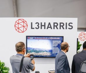 L3Harris Technologies on display during the Seoul International Aerospace & Defense Exhibition (ADEX) at Seoul Air Base on October 17, 2023 in Seongnam, South Korea.