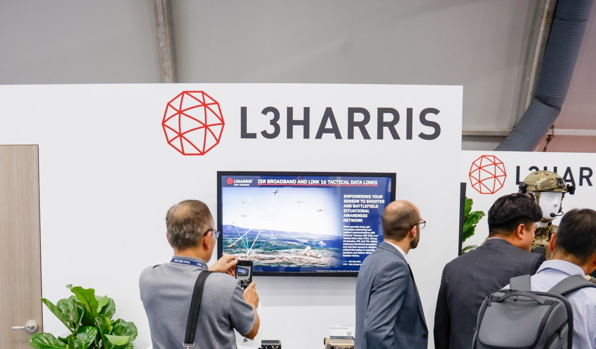 L3Harris Technologies on display during the Seoul International Aerospace & Defense Exhibition (ADEX) at Seoul Air Base on October 17, 2023 in Seongnam, South Korea.