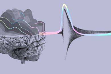 CollectivIQ, Artistic images of the brain and action potentials happening in it.