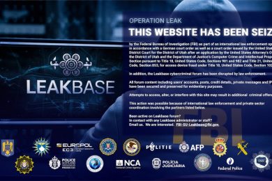 a notice on LeakBase, saying that the site has been seized by law enforcement